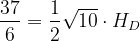 \dpi{120} \frac{37}{6}=\frac{1}{2}\sqrt{10}\cdot H_{D}